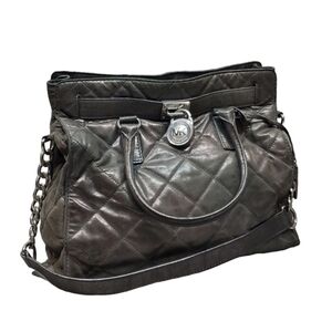 Michael Kors Hamilton Large Tote  Gunmetal  Quilted Leather bag